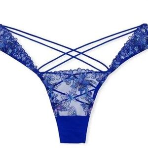 Victoria's Secret Royal Blue Lace Strappy Thong